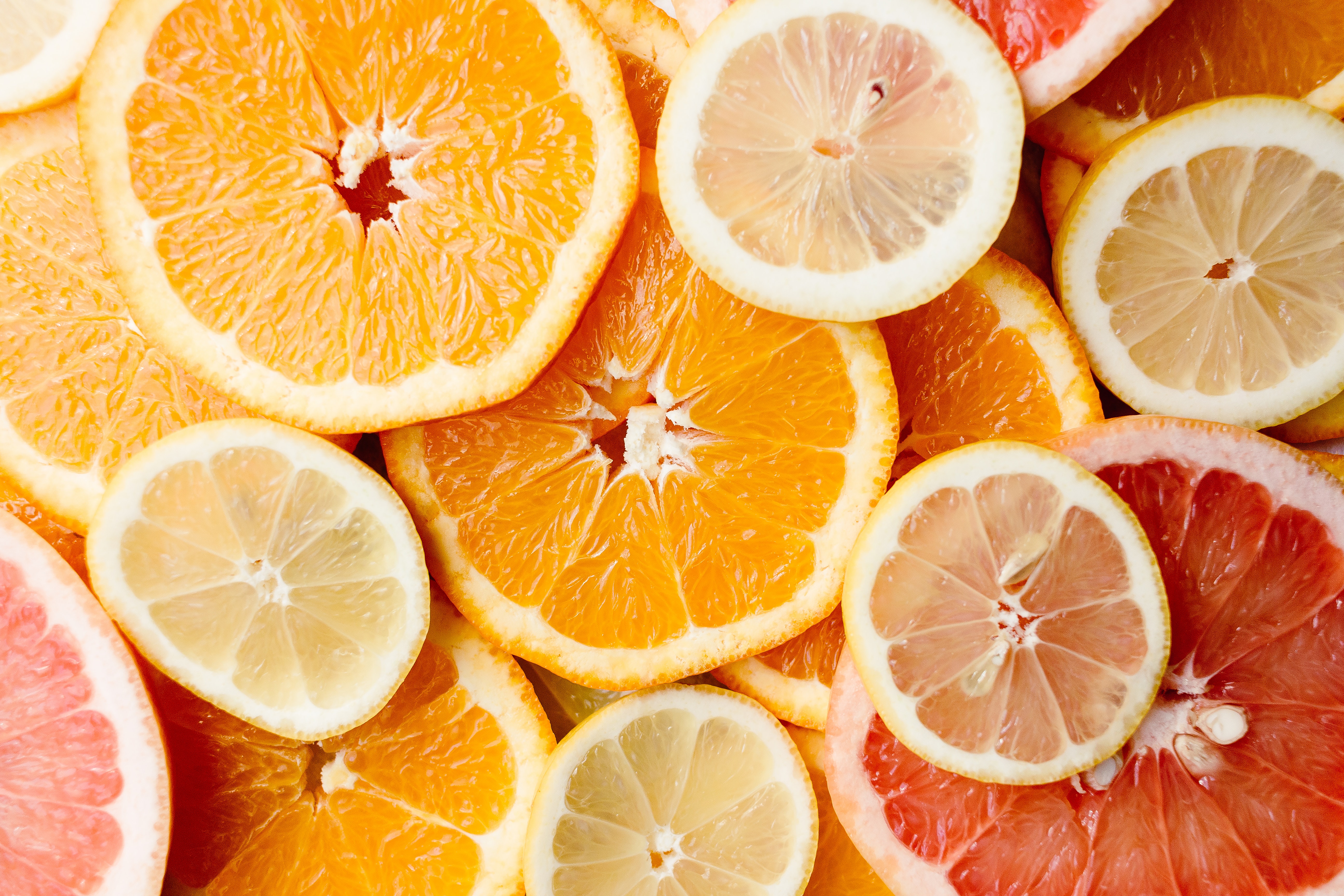 Round Slices of Fresh Citrus Fruits