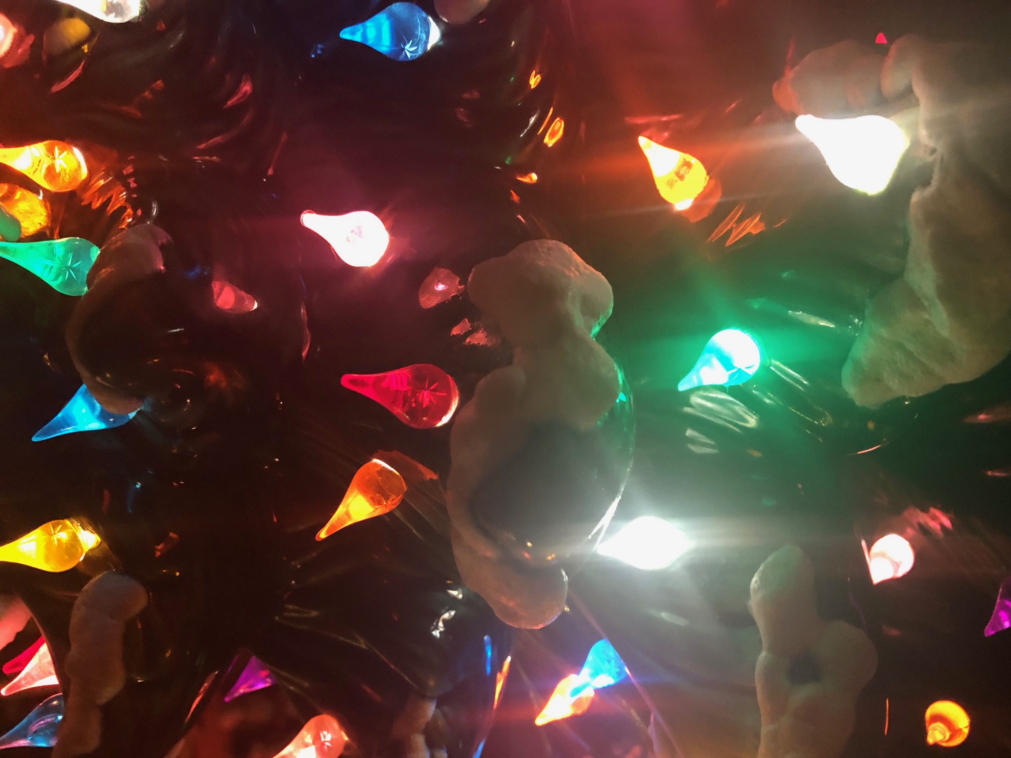 Holiday Multicolored Lights on a Ceramic Christmas Tree