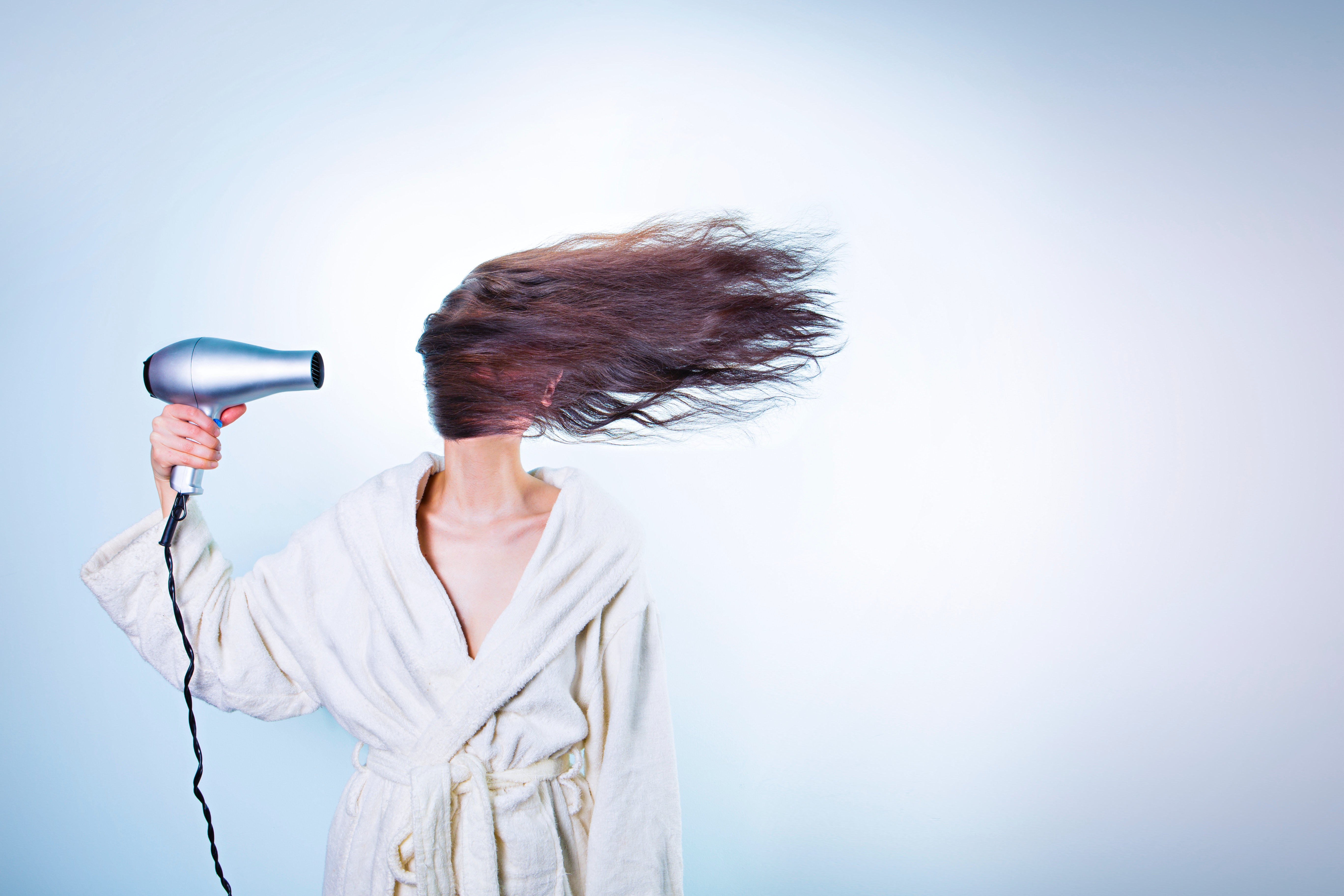 Blow drying hair