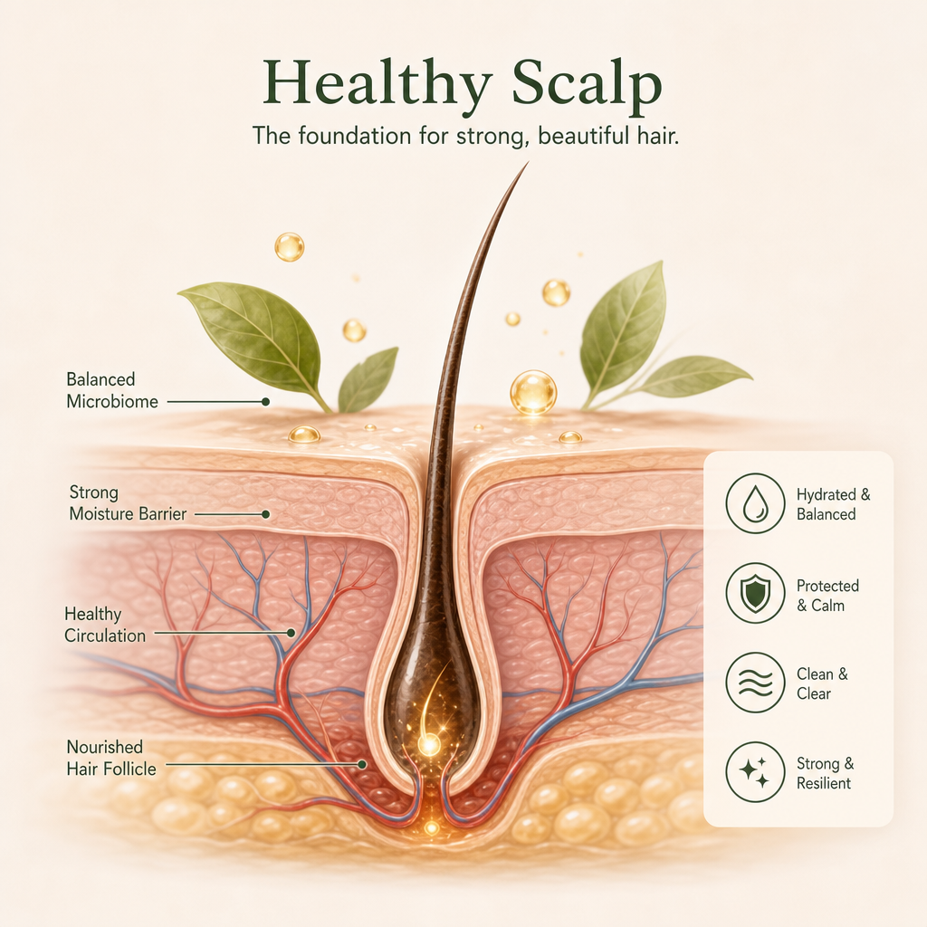 Depiction of the Important of Scalp Health Showing Healthy Hair Follicles